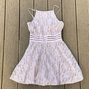City Studio Women’s Lace Short Dress Blush / Light Pink Mesh Waist; Size 7